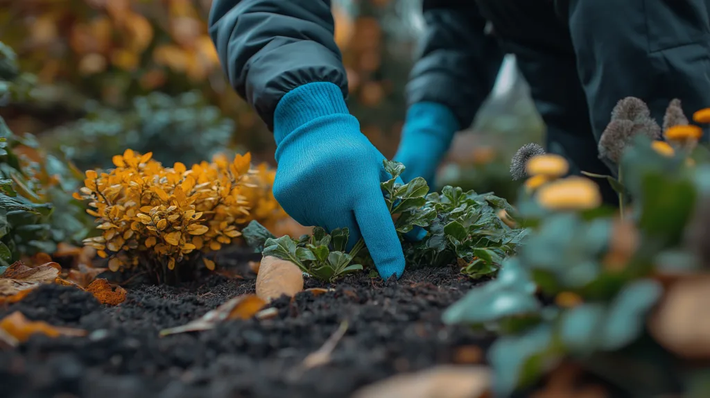 close shot of Landscaping employees cleaning a smal