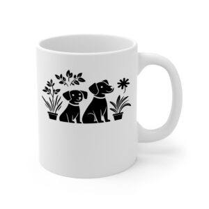 Dogs and Plants White Mug Right