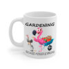 Flamingo Black Cat Gardening Because Murder Is Wrong White Mug Left