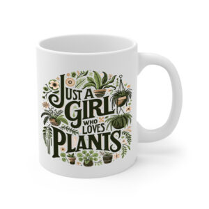 Girl Who Loves Plants White Mug Right