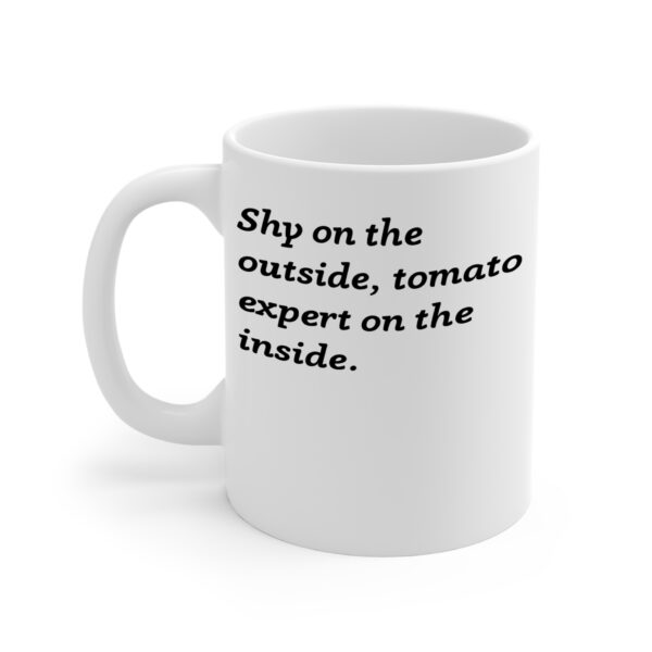 Shy Tomato Expert White Mug Left